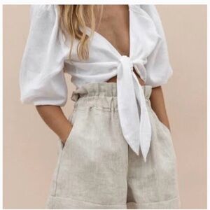 Posse Mia White Linen Top